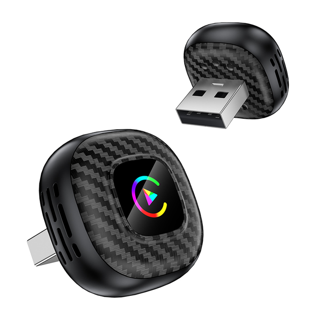 Black Low Power Consumption 2 in 1 Wireless CarPlay & Android Auto Adapter for Factory Infotainment Upgrade