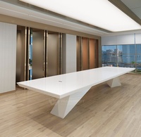 Table de conférence de grande taille à 16 places, texture marbre, pour salle de bureau de direction, design moderne, prise intelligente, vente chaude