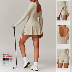 Golf Tennis Custom Logo Lady <span class=keywords><strong>2</strong></span> in 1 Langarm Verband kleid Sexy U Back Padel Pickle ball Wear Umschlag Kleider Court Elegant - Product Image 2