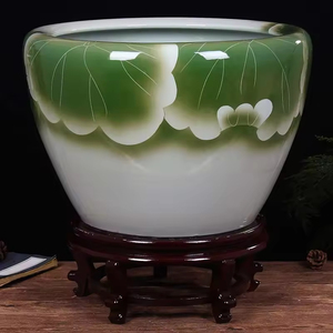 Lavabos de comptoir flottants en céramique moderne pot de lavabo pour salle de bain pour projet d'hôtel à fleurs vertes - Product Image 2