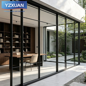 Porte coulissante panoramique à 6 rails à cadre ultra-fin, porte de <span class=keywords><strong>terrasse</strong></span> double vitrage trempé, isolation thermique et acoustique - Product Image 1