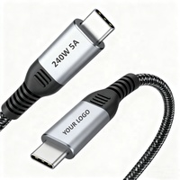Kabel Tipe C isi daya Cepat kabel tipe-c USB-C 240W 5A pengisian daya PD kepang 1m 2m 3m kabel pengisi daya Data USB Tipo C ke kabel USBC