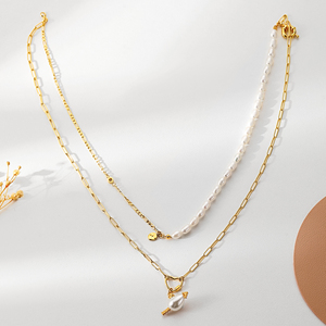 18K זהב מצופה נירוסטה קובני שרשרת מים מתוקים הבארוק פרל תכשיטי נשים מעדן טבעי מים מתוקים פרל שרשרת - Product Image 4