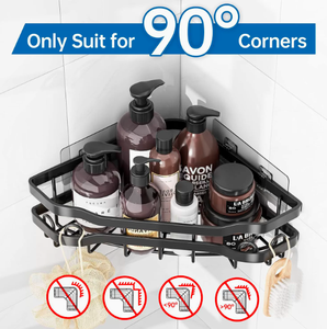 Étagère d'angle murale moderne pour salle de bain d'hôtel, sans perçage, en forme d'éventail, pour douche et rangement - Product Image 2