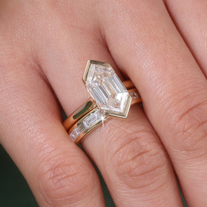 custom 4.46 carat engagement special cutting Large lab diamond <b>ring</b> real solid 10k gold <b>couple</b> <b>rings</b> Baguette Cut wedding band - Product Image 3