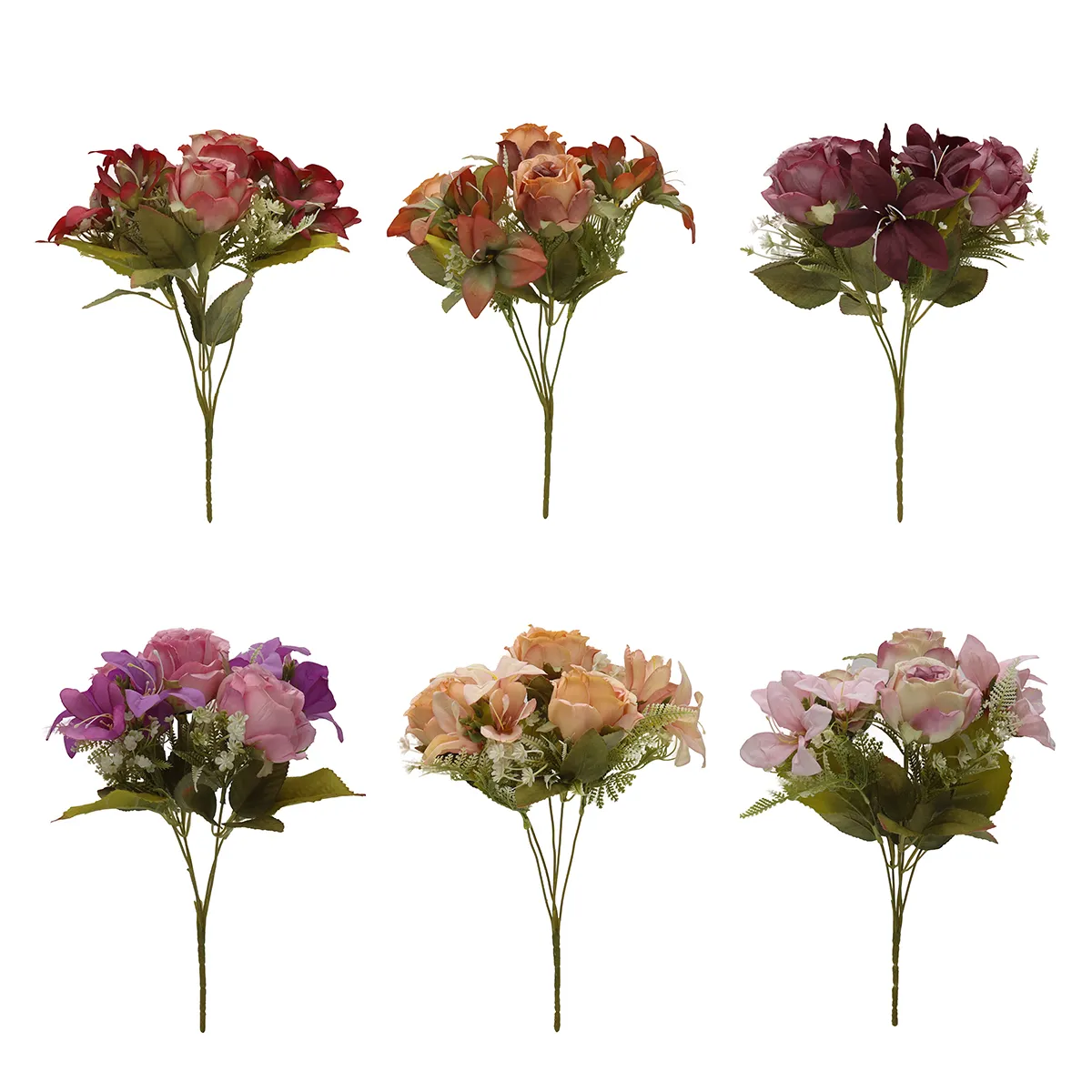 Cheap High simulation Artificial Flowers Rose Lily Bouquet Artificial Flower Tabletop Wedding Decoration