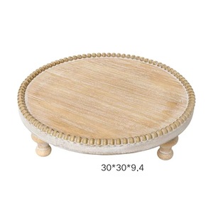 Retro American Country Style Wooden <b>Tray</b> Round Beaded Design Multifunctional <b>Storage</b> <b>Trays</b> For Home Decor Cake Display - Product Image 3