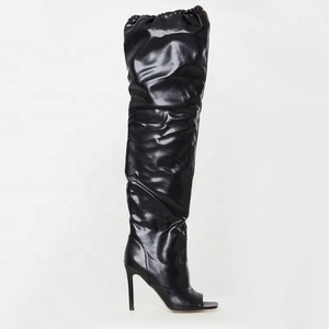 New Arrivals Square Open Toe Women Over Knee High <b>Boots</b> Thigh High Slip-on <b>Boots</b> for Women Big Size 43 Thin Heel Long Booties - Product Image 6
