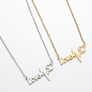 Collier en acier inoxydable plaqué or 18K pour femmes, mode Non ternie, ECG, amour, battement de cœur, battement de cœur, pendentif, bijoux - Product Image 5