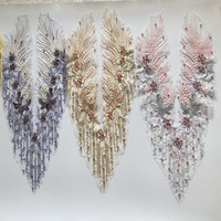 Robe de mariée en maille et dentelle, accessoires décoratifs brodés fleurs, perles pour les ongles, couture à la main