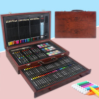 Vente en gros de 143 pièces de matériel de dessin et de coloriage professionnel de luxe en bois pour enfants