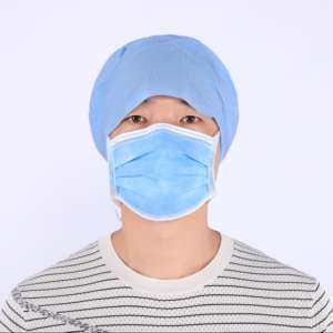 AOYA masker tali pengikat kepala bernapas non-tenun tiga lapis sekali pakai biru berkualitas tinggi Safety keamanan dipertebal - Product Image 1