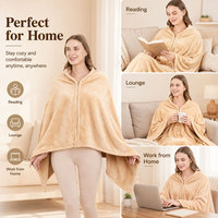 Großhandel Maßgefertigter Weicher Gemütlicher Flanell-Poncho Warmer Büro-Schal Umhang Cape Tragbare Kapuzen-Decke 2 in 1