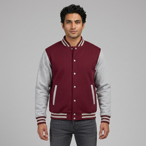 Customized Men's College Baseball Varsity Puffer <b>Jacket</b> Front Logo <b>Fleece</b> <b>Lined</b> Winter Wear - Product Image 1