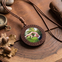 Photos quotidiennes personnalisables pour les couples, colliers ronds en bois, cadeaux surprise pour la Saint-Valentin et accessoires portables