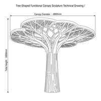 Sculpture d'arbre géante moderne en acier inoxydable blanc personnalisée avec sièges et éclairage LED pour place publique extérieure de centre commercial