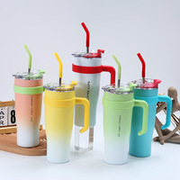 Bouteille thermos créative avec logo personnalisé, tasse à eau à sublimation en acier inoxydable, tasse de voiture, gobelet isolé pour le sport avec paille