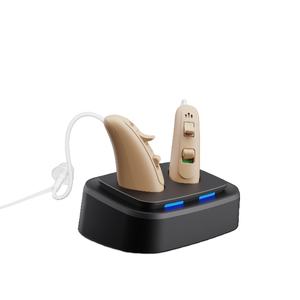 JINGHAO D12 Mini BTE 16 canais aparelhos auditivos digitais recarregáveis binaurais BTE com doca de carregador USB - Product Image 2