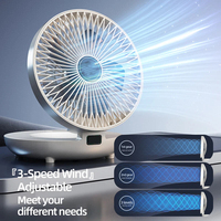 Ventilateur portable mural et pliable pour dortoir d'étudiant, utilisation en voiture, 3 vitesses, ventilateur d'air mural et de bureau pliable pour la maison