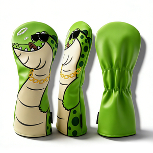 Housse de club de <span class=keywords><strong>golf</strong></span> en cuir PU imperméable brodée motif alligator de dessin animé avec doublure en peluche pour driver, fairway et hybride - Product Image 6