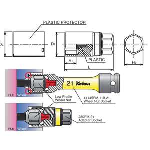 KOKEN - 280PM-19 Enchufe adaptador para tuercas de rueda de perfil bajo-EAN 4991644000463 ACCESORIOS DE LLAVE DE VASO 1/4" - Product Image 2