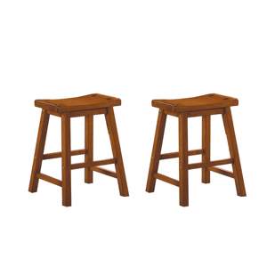 DB Home Furniture 18 pulgadas de altura de madera maciza acabado de roble Casual comedor asiento taburetes 2 piezas Set - Product Image 1