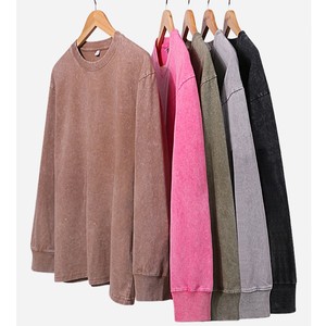 <span class=keywords><strong>T</strong></span>-<span class=keywords><strong>shirt</strong></span> a maniche lunghe vintage personalizzata 230GSM con stampa DTG, in puro <span class=keywords><strong>cotone</strong></span>, stile streetwear oversize, lavaggio acido, da <span class=keywords><strong>uomo</strong></span> - Product Image 3