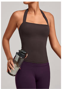 Débardeur de yoga pour femme GH, col halter, col carré, coupe ajustée, vêtements de sport actifs, sensation de nu, sport, gym, fitness, course à pied, débardeur Mujer - Product Image 4