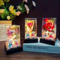 Bouquet de roses éternelles sous cloche en verre, savon parfumé, fleurs préservées, forme carrée, pour la fête des mères, la Saint-Valentin, les couples