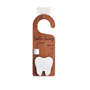 Tooth Fairy Wooden Door <b>Hanger</b> With Tooth Shape Hook For Childrens Tooth Loss Gift Home Decorative Hanging Rack - Product Image 3