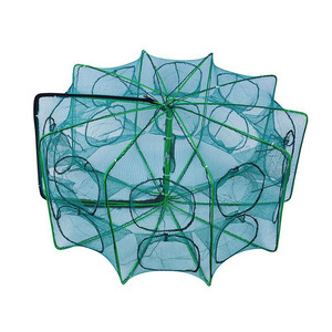 Nasse <span class=keywords><strong>de</strong></span> pêche pliable carrée en nylon monofilament sans nœuds pour la capture <span class=keywords><strong>de</strong></span> crevettes, poissons, homards, loches et crabes, conception à lancer à la main - Product Image 5