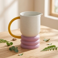 Vase à fleurs en céramique avec poignée, 1 pièce, modèle Unique, décoration, mat créatif, pour table