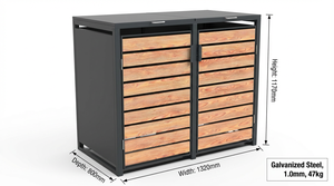 3 Sortings Outdoor Metal <strong>Wheelie</strong> <strong>Bin</strong> <strong>Storage</strong> Shed Open Top Structure with Rolling Lid for Waste <strong>Bins</strong> Management - Product Image 6