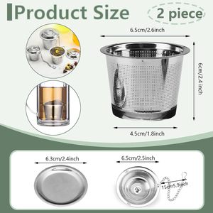 Loose Leaf Tea Filter Reusable Fine Mesh Tea Strainer Stainless Steel <b>Extended</b> <b>Chain</b> Hook Infuser - Product Image 2