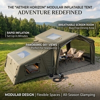 Tente combinée gonflable pour le camping, option de couleur OEM, capacité 3-4 personnes, idéale pour les fêtes en extérieur et les vacances à la plage