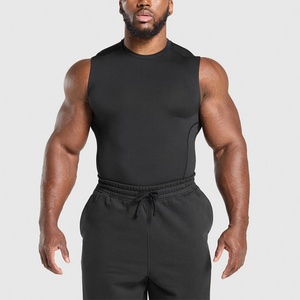 Débardeur de sport pour homme personnalisé, couleur unie, tricoté, écologique, séchage rapide, col rond, coupe musculaire, avec logo personnalisé - Product Image 1