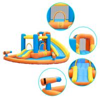 Château gonflable d'extérieur pour enfants avec toboggans et trampolines, utilisation domestique, installation facile, tissu Oxford 420D+840D, 5 personnes