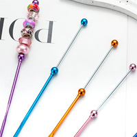 Aiguille à crocheter DIY pour perles, outil de tricot et de tissage à tête unique, aiguille à crocheter en métal pour perles