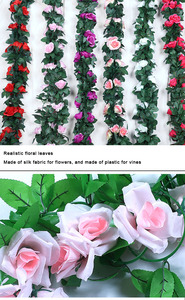 Sen Masine 1.8m piante di vite finte appese 69 teste di seta artificiale rosa ghirlande di fiori per matrimonio all'aperto parete decorazione del giardino - Product Image 6