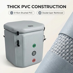 Baignoire à glace gonflable portable en PVC 80*80*80cm pour intérieur et extérieur, avec couvercle et pompe à air - Product Image 4