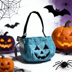 Sacs à bonbons d'Halloween en forme de <span class=keywords><strong>citrouille</strong></span>, paniers de bonbons pastel Jack-o'-lantern avec nœud en ruban, seaux à bonbons d'Halloween pour enfants - Product Image 3
