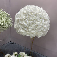L-816 Boule de fleurs personnalisée de grande taille, fleurs de rose, centre de table, roses blanches
