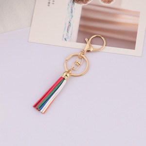 Colorful Tassel Keychains <b>Metal</b> Plated With Rainbow Stripes For Bag And Purse Accessories - Product Image 4