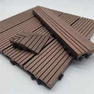 Baldosas de Patio de Madera Compuesta WPC Entrelazadas, Impermeables para Exteriores, 18 mm, Piso de Madera para Terraza, Baldosas de Parqué, Tarima de Plástico - Product Image 1