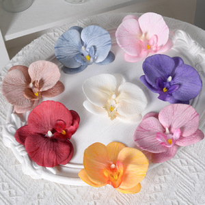 Têtes de fleurs d'orchidées Phalaenopsis en soie, fleurs artificielles haute simulation, décoration de mariage, pinces à cheveux, accessoires de bricolage - Product Image 1