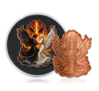 Pièce de monnaie irrégulière en cuivre fin 999, 5 onces, avec anges et démons, colorée, en relief 3D, souvenir de collection, barre de cuivre de 5 oz