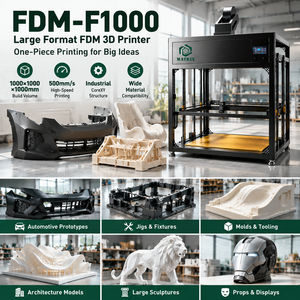 Imprimante 3D FDM industrielle grand format 1000x1000x1000mm, nivellement automatique, PLA, aluminium, USB, nouvelle, prototypes automobiles, 1 an de garantie - Product Image 1