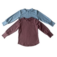 Kaos Bayi Grosir Custom, Lengan Panjang Polos, Kerah Melengkung, Saku, Model Pullover