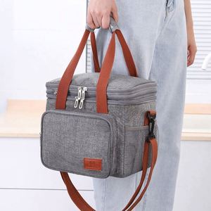 Bolsa Térmica Grande de Doble Capa de Tela Oxford, Impermeable, Aislada, con Cierre de Cremallera, para Playa, Picnic, Oficina - Product Image 5