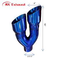 Embouts d'échappement en acier inoxydable de haute qualité, couleur noire titane, taille d'entrée 2,5/3 pouces, double sortie, pour système d'échappement, compatible avec les voitures